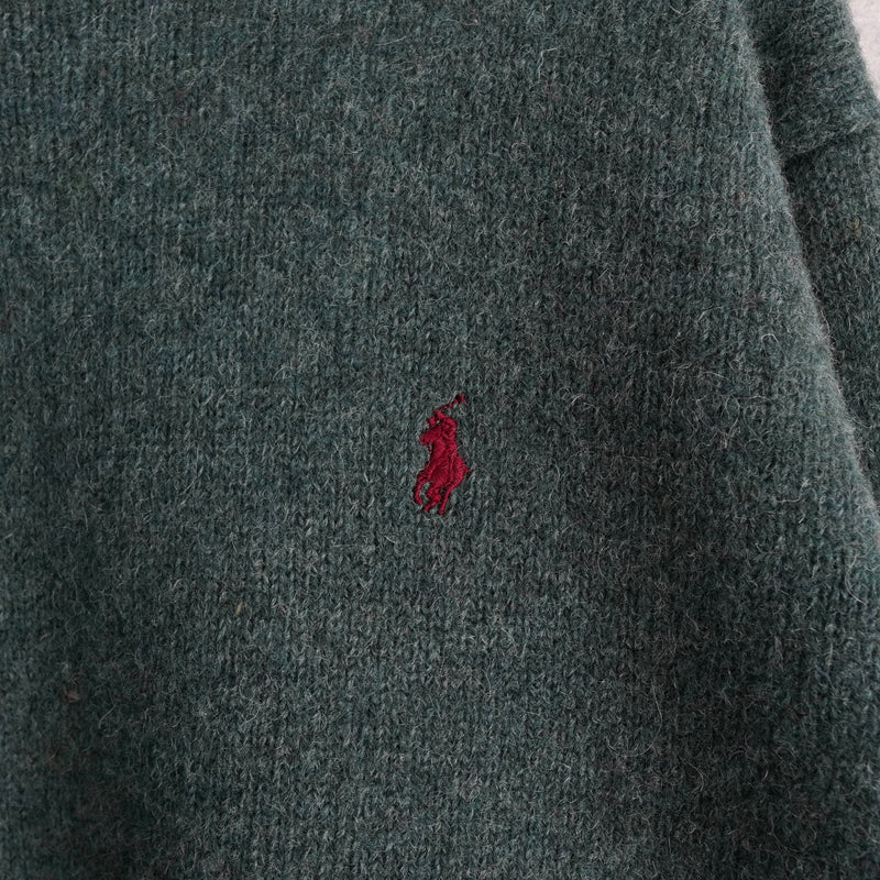 ポロ ラルフローレン スモールポニーロゴ ウール ニット グリーン