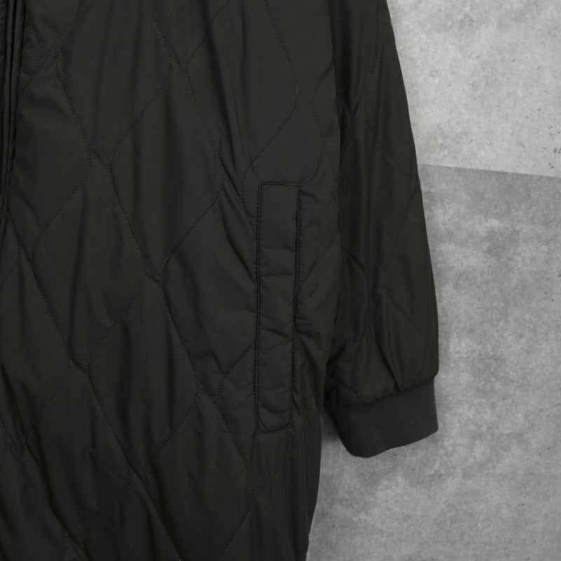 ザ ノースフェイス リバーシブル ロゴ刺繍 ロング丈 キルティングコート ボアコート カーキ / ブラック