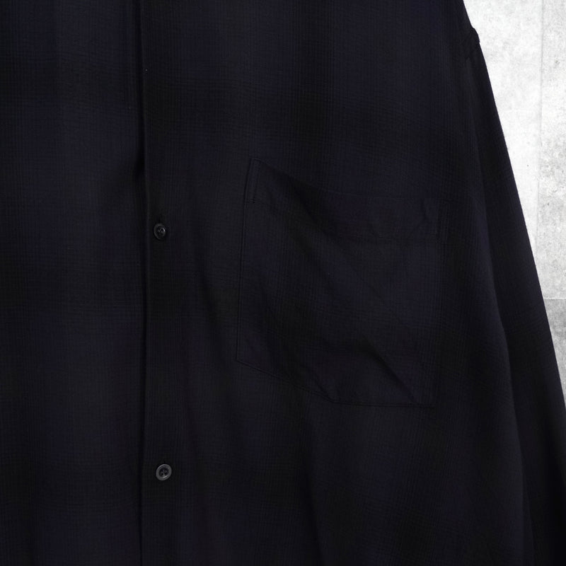 エヌハリウッド オンブレシャツ レーヨンシャツ 長袖シャツ ブラック