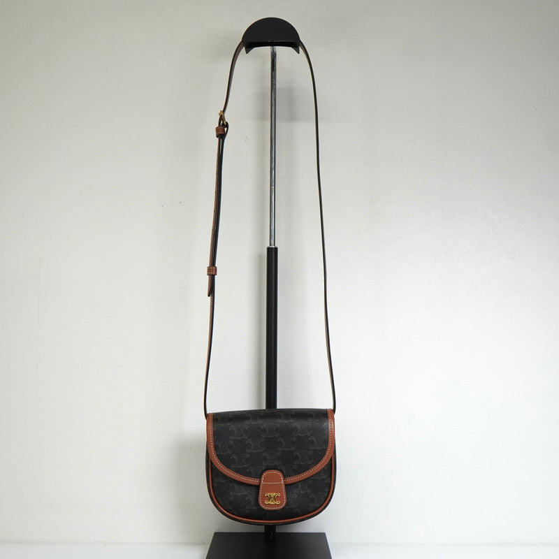 セリーヌ ミニ ブザス トリオンフ PVC / レザー ショルダーバッグ ブラック / ブラウン