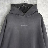 バレンシアガ ヴィンテージ ウォッシュ加工 ロゴ オーバーサイズ フーディー パーカー グレー