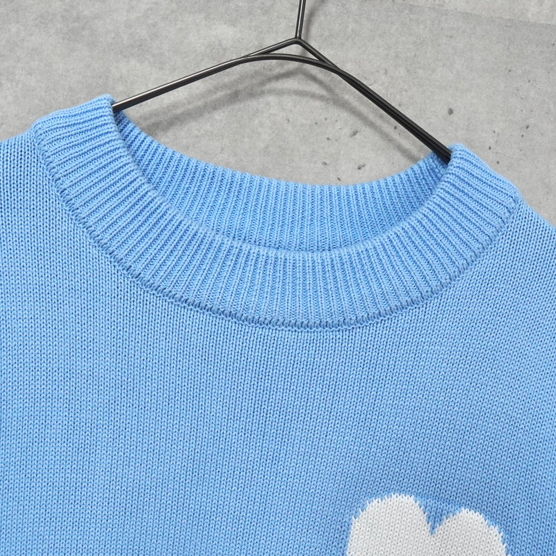 アミパリ アミ パリス ハートロゴ ニット ブルー