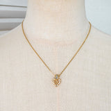 クリスチャン ディオール ヴィンテージ Diorロゴ ハート ラインストーン ネックレス GP ゴールド レディース