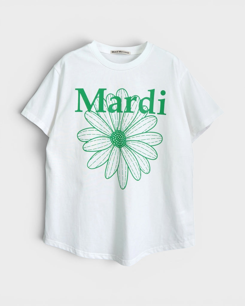 マルディ メクルディ フラワー ロゴ Tシャツ ホワイト レディース