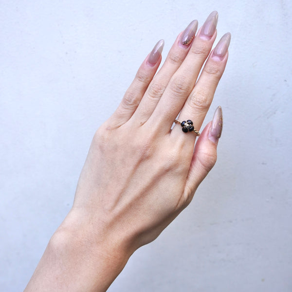 シャネル カメリア ツイスト リング 指輪 ブラック GP 10号