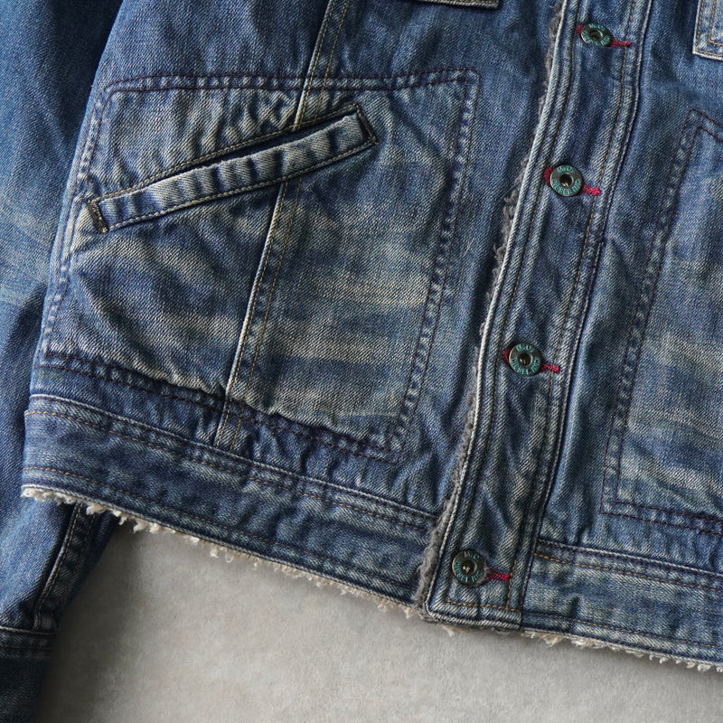 ディーゼル ボア デニムジャケット インディゴブルー