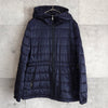 プラダ トライアングルロゴ フーデッド ダウンコート ダウンジャケット ネイビーパープル レディース