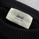 アミパリ アミ パリス ハートロゴ ボーダー ニット ブラック