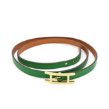 エルメス アピ3 レザー ブレスレット GP グリーン □R刻