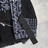 サカイ × レインスプーナー バンダナ柄 ジッパー ダウンジャケット ネイビー / ブラック