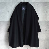 バーバリー アルパカ混紡 ガウンコート ブラック レディース