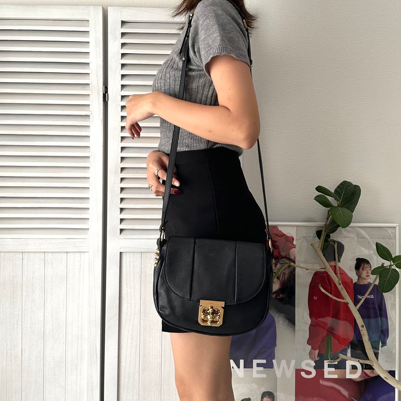 Studs Leather Shoulder Bag