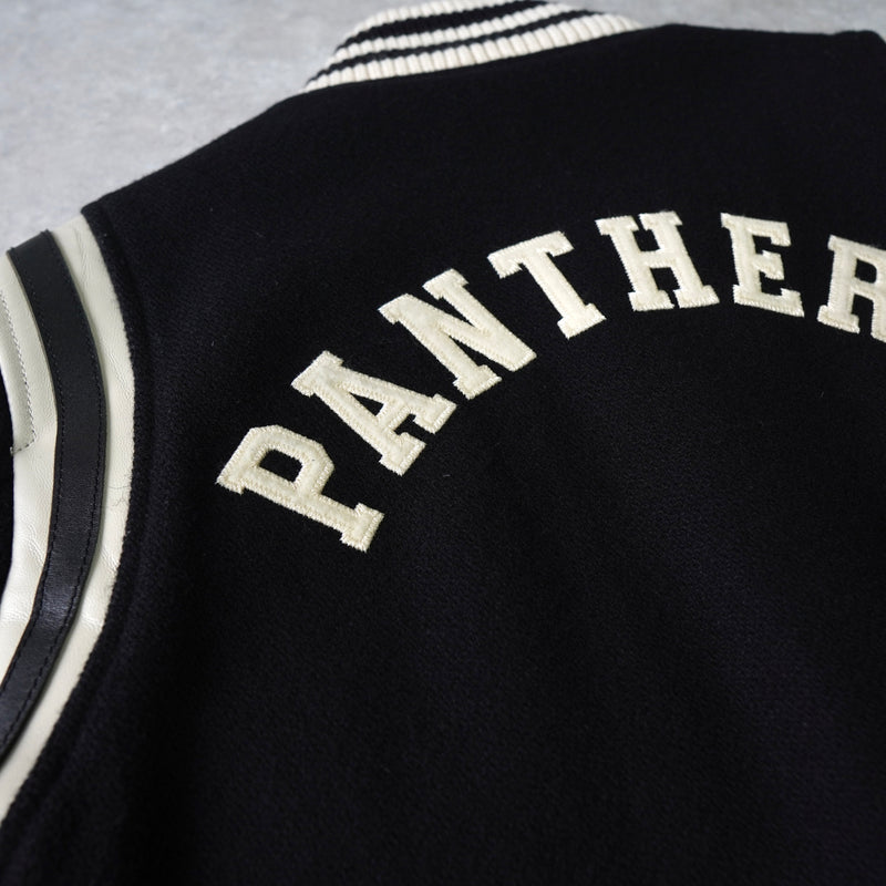 ヒステリックグラマー ガール ワッペン レザー切り替え ウール スタジャン ブラック