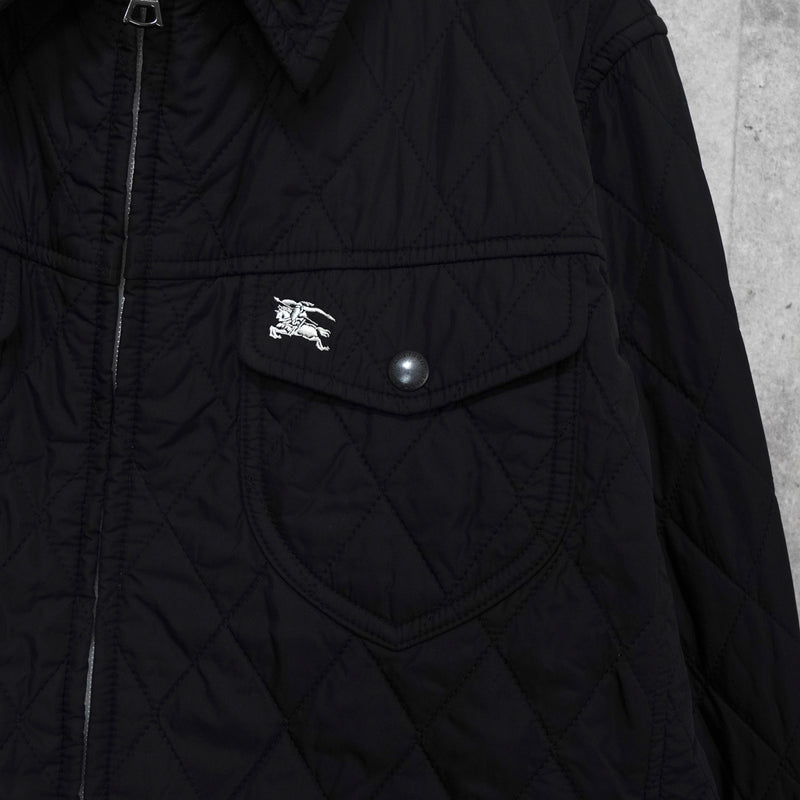バーバリー ブルーレーベル ホースロゴ ノバチェック裏地 キルティングジャケット ブラック