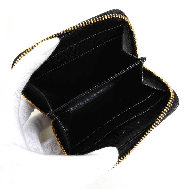 プラダ ロゴ サフィアーノ レザー コインケース ブラック