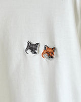 メゾン キツネ ダブルフォックスヘッド Tシャツ ホワイト M メンズ レディース