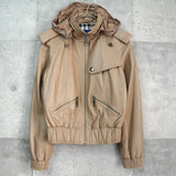 バーバリー ブルーレーベル バッグロゴ ライダースジャケット レザーブルゾン ベージュ