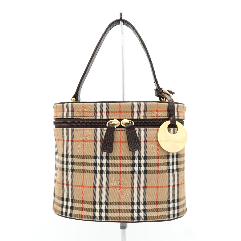 バーバリー ノバチェック キャンバス / レザー バニティバッグ ベージュ レディース