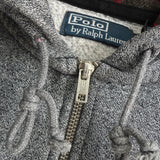 ポロ ラルフローレン スモールポニーロゴ チェック柄 フルジップ パーカー グレー