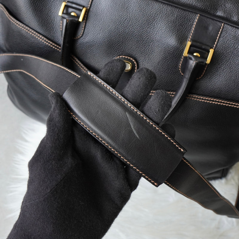 Dunhill Leather 2-Way Boston Bag in Black