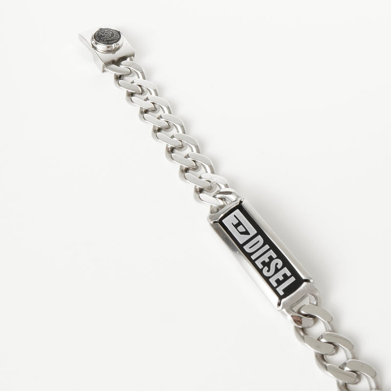 ディーゼル ロゴ プレート ステンレス チェーン ブレスレット シルバー メンズ 箱付き