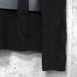 セリーヌ ヴィンテージ カシミア ケーブル ニット レディース チャコールグレー レザー ウエストベルト付き