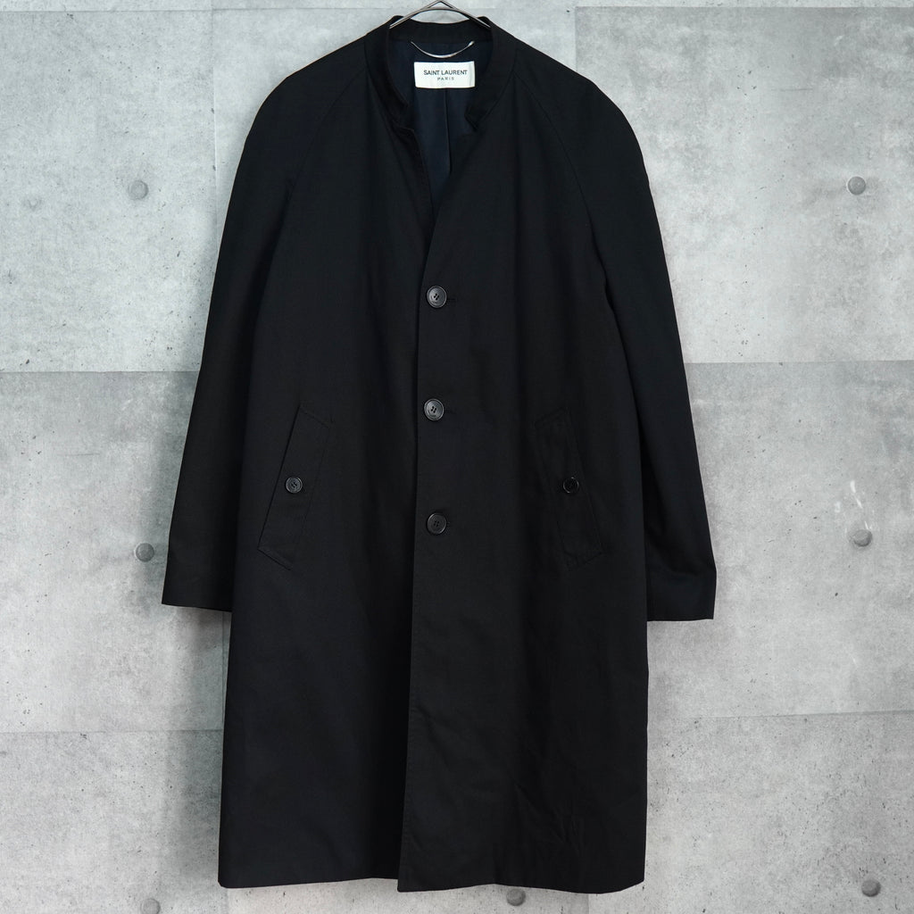 サンローラン パリ マオカラー ロングコート ブラック