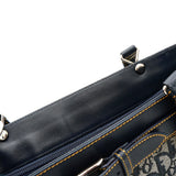 クリスチャン ディオール トロッター キャンバス / レザー トートバッグ ネイビー