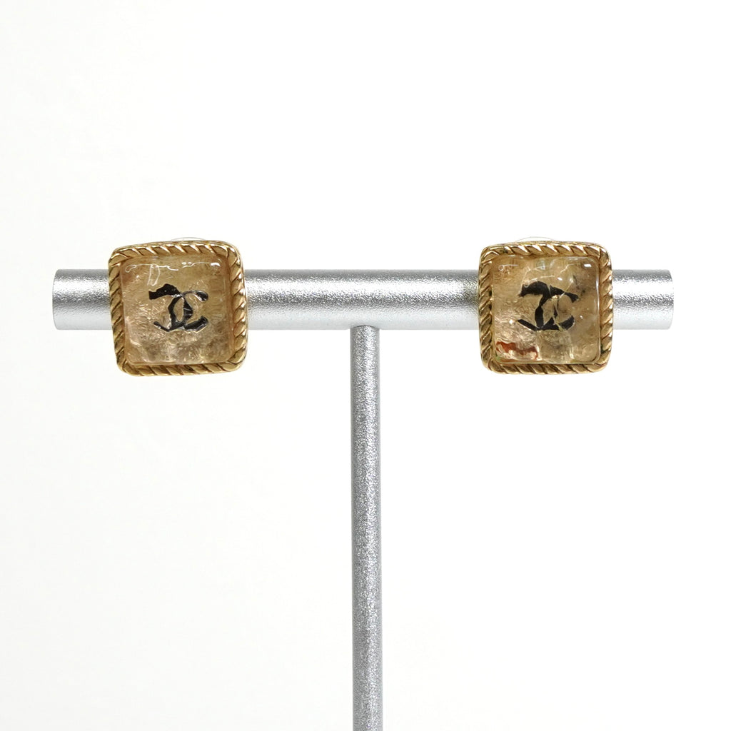 シャネル ココマーク ビジュー スクエア ピアス GP