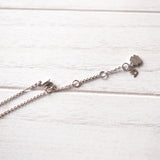Rhinestone Heart & Anchor Motif Silver Necklace