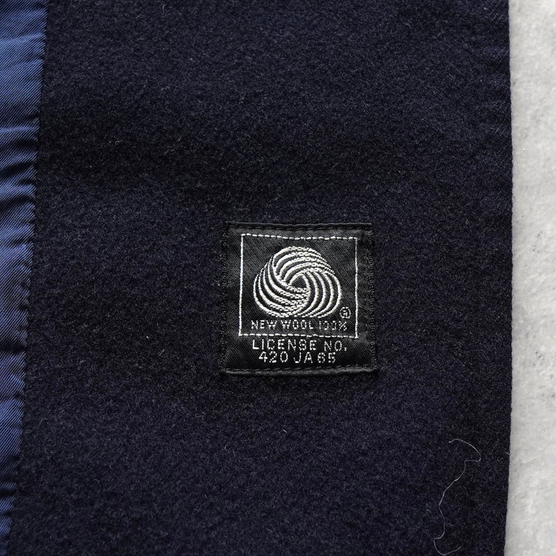 バーバリー ウール ステンカラーコート ネイビー