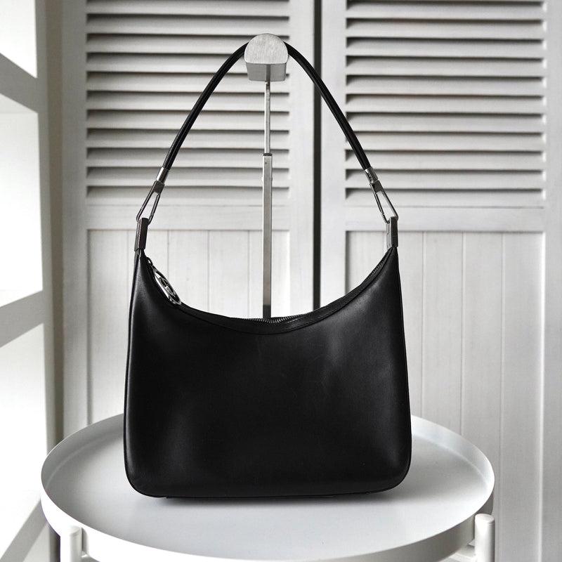 Black Leather One Shoulder Bag