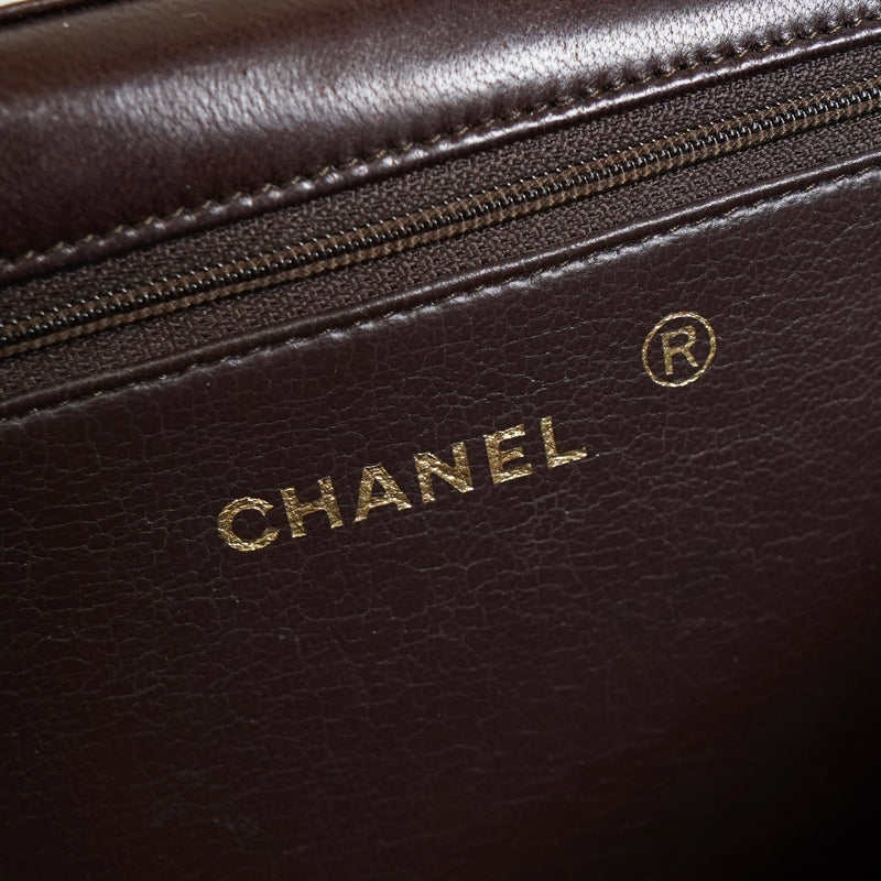 シャネル ココマーク マトラッセ ラムスキン チェーン ショルダーバッグ ブラウン 0番台7桁