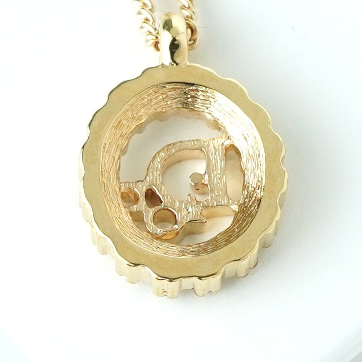 クリスチャン ディオール Diorロゴ オーバル ラインストーン ネックレス GPゴールド