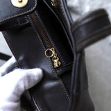 Vintage Black × Dark Brown Leather Tote Bag