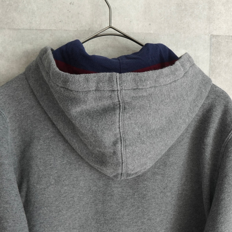 ポロ ラルフローレン フェルトロゴ フルジップ パーカー グレー