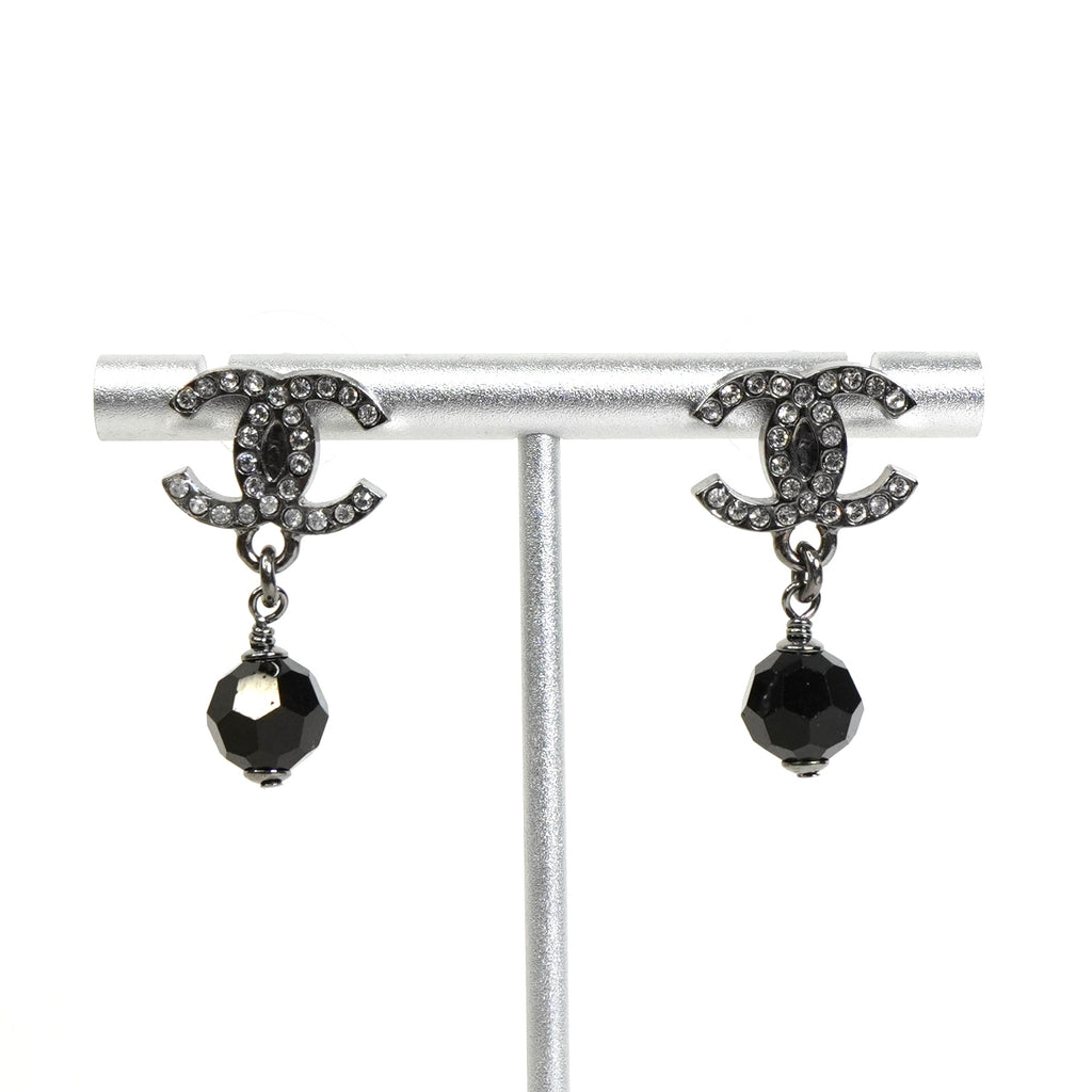 シャネル ココマーク ラインストーン スイングストーン ピアス ガンメタル レディース