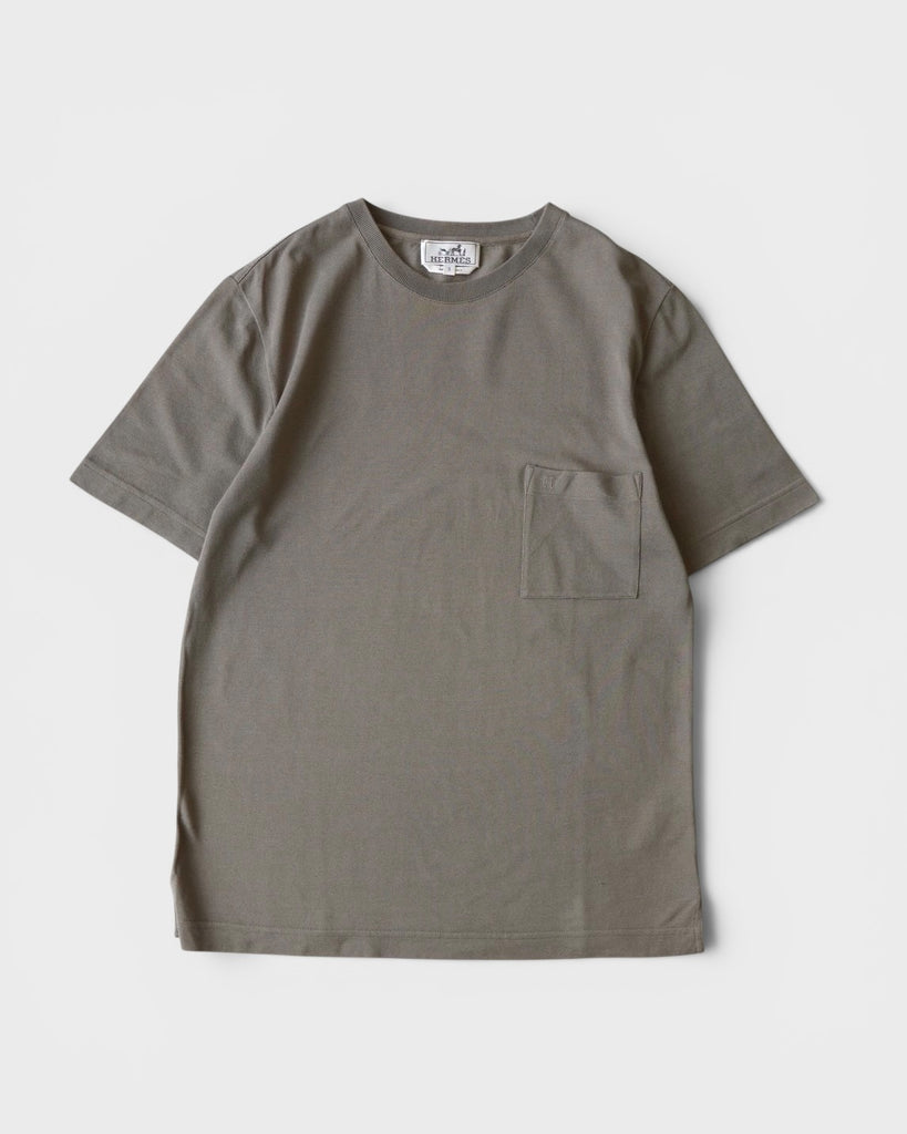 エルメス Hロゴ ポケット Tシャツ ブラウン系 ベージュ系 メンズ