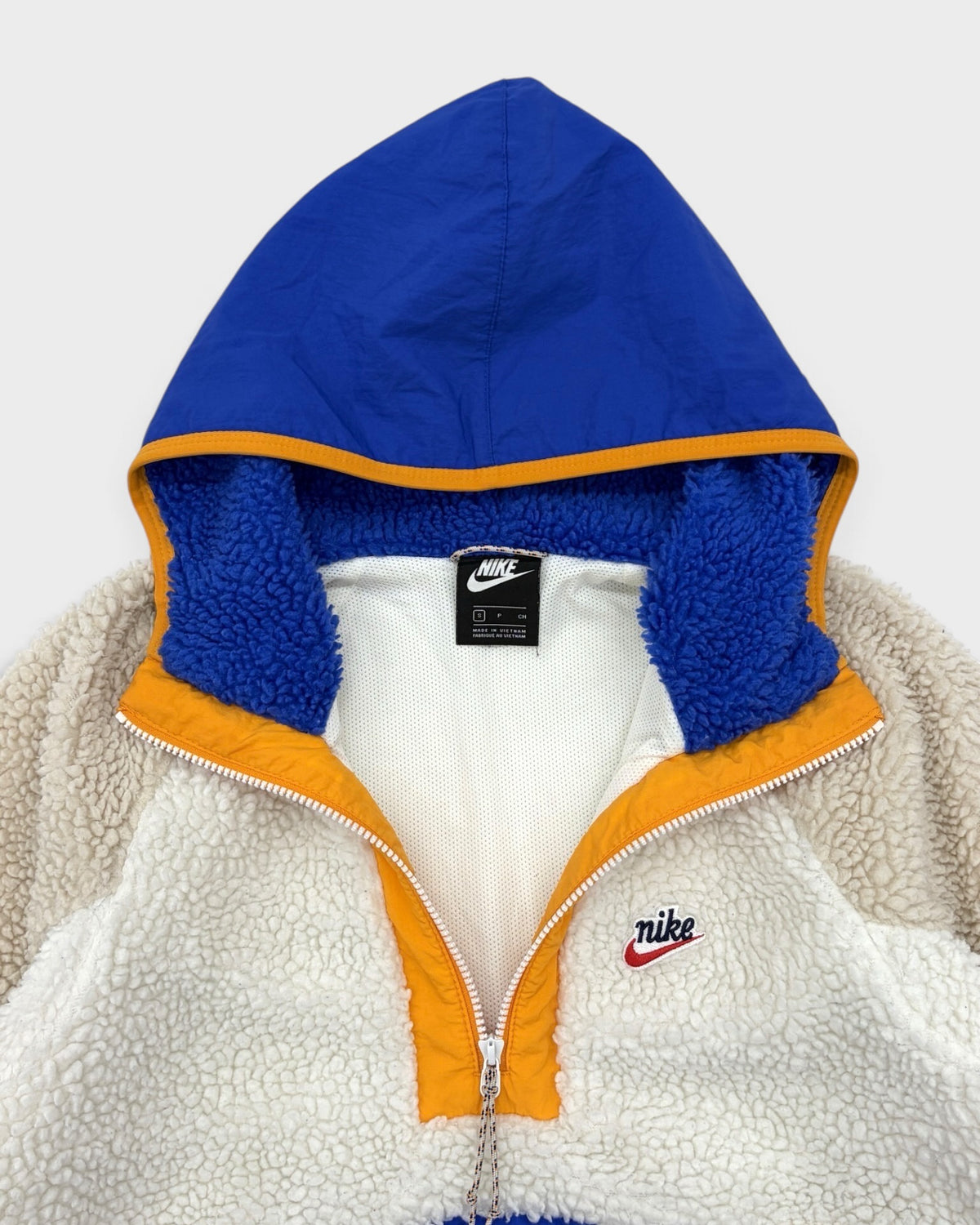 ナイキ ロゴ プルオーバー フリース ジェケット ホワイト ブルー オレンジ