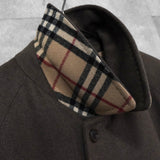 バーバリー カシミヤ アンゴラ ウール ノバチェック裏地 ステンカラーコート ブラウン
