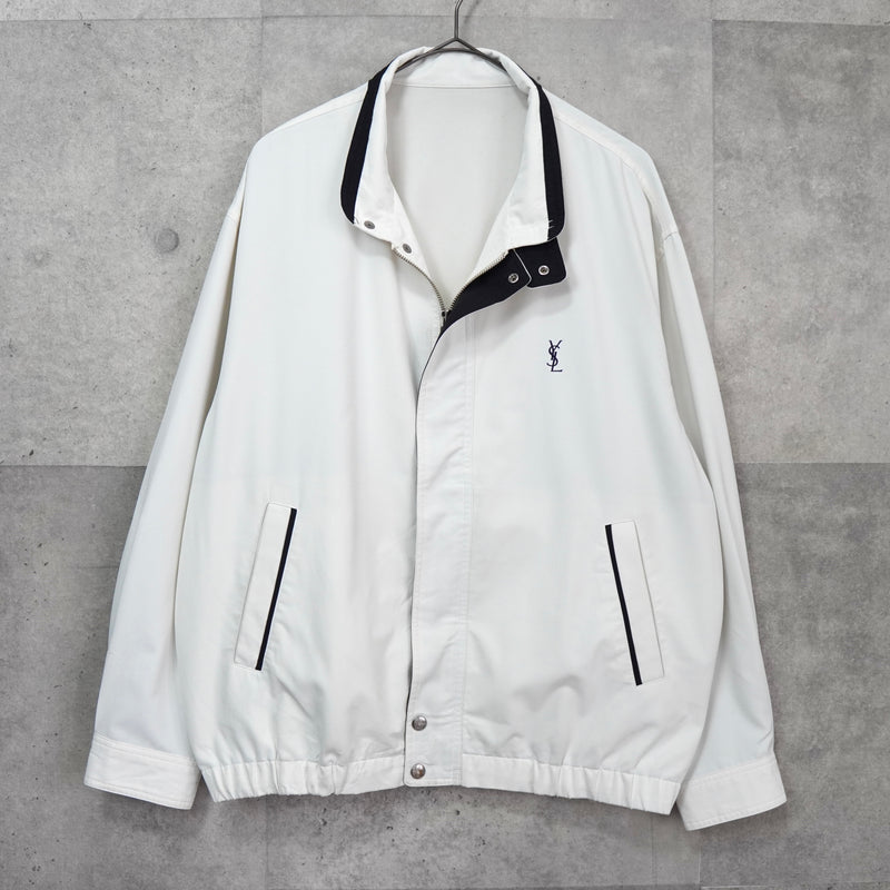 イヴ サンローラン ヴィンテージ YSLロゴ ブルゾン ジャケット ホワイト / ネイビー