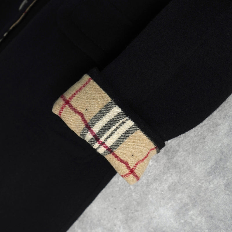 バーバリー ロンドン ノバチェック裏地 カシミア ウール ステンカラーコート レディース ブラック