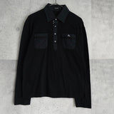 バーバリー ブラックレーベル ホースロゴ 切り替え 長袖ポロシャツ ブラック