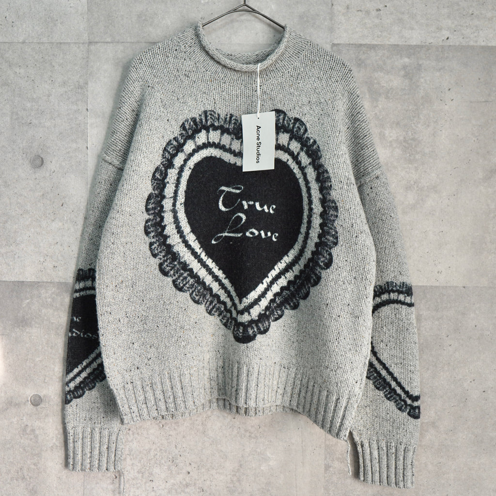 アクネ ストゥディオズ ハートプリント チャンキーニット セーター グレー タグ付き未使用品