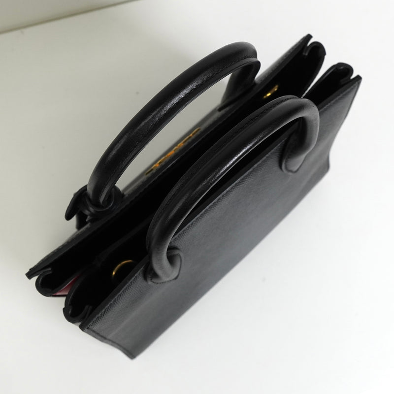 プラダ サフィアーノ レザー 2way ハンドバッグ ショルダーバッグ ブラック