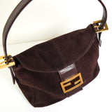 フェンディ マンマバケット スエード / レザー ワンショルダーバッグ ブラウン