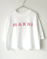 マルニ ギンガムチェックロゴ ショート丈 Tシャツ ホワイト サイズ36 レディース