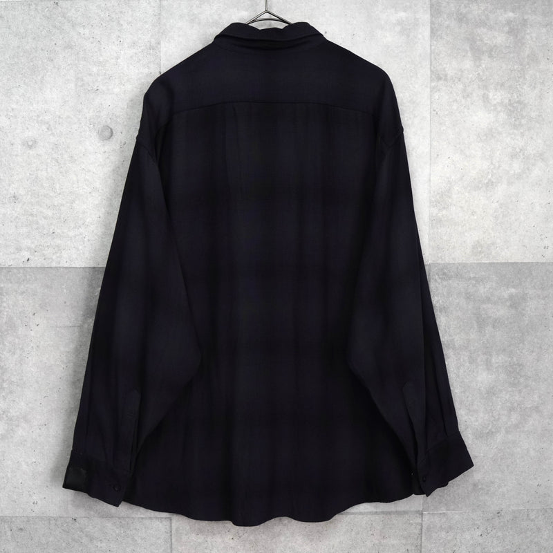 エヌハリウッド オンブレシャツ レーヨンシャツ 長袖シャツ ブラック