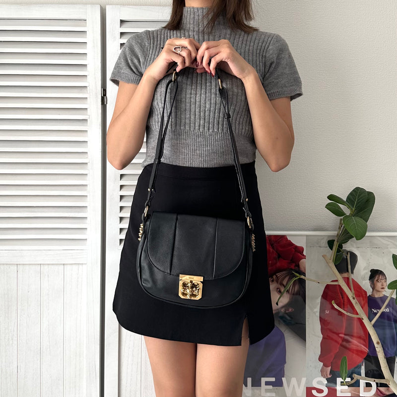 Studs Leather Shoulder Bag