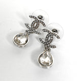 シャネル ココマーク ラインストーン スイング ティアドロップ ストーン ピアス シルバー